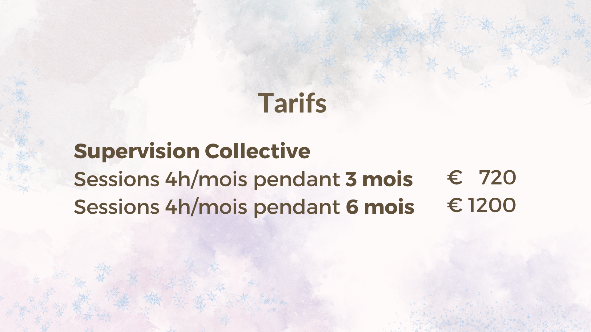 Tarifs Supervision Professionnelle Collective avec Karima NGO